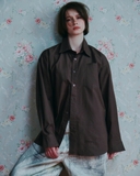 wrinkled poplin logo long-sleeve brown Shirts