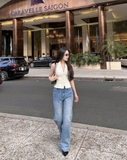 Quần Jeans đính đá cao cấp dáng suông ống rộng Hack dáng cực đỉnh thương hiệu GOOTIK Fashion