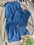 Quần Jeans Lụa Ống Rộng