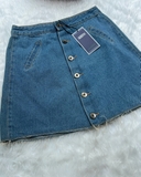 Chân Váy Jeans Chữ A Phối Nút