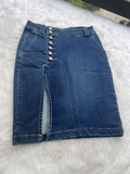 Chân Váy Jeans Xẻ Tà Phối Nút Xinh Xắn