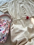 Đầm Linen Thắt Eo Xinh Xắn - Màu Kem FS
