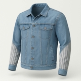 Áo Khoác Jeans Nam Form Regular - Tay Phối Kẻ Sọc Nam Tính AKW-013