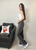 Quần Jeans Suông Đen Phối Xám Cá Tính & Năng Đôộng