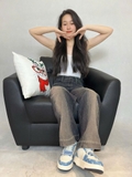 Quần Jeans Suông Đen Phối Xám Cá Tính & Năng Đôộng