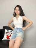 Quần Short Jeans Đắp Chéo Gootik Fashion - Chất Jeans Cotton co giãn thoải mái