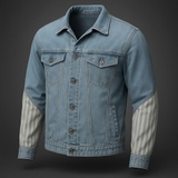 Áo Khoác Jeans Nam Form Regular - Tay Phối Kẻ Sọc Nam Tính AKW-013