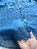 Áo Sơ Mi Jeans Lụa Xanh Đậm Mềm Mát Tay Ngắn-Phong Cách-Gootik Fashion