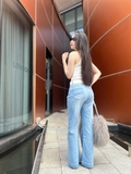 Quần Jeans Suông Ống Loe Hack Dáng, Sang Trọng Quý Phái - Gootik Fashion