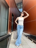 Quần Jeans Suông Ống Loe Hack Dáng, Sang Trọng Quý Phái - Gootik Fashion
