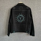 Áo Khoác LV Denim Black Đính Đá