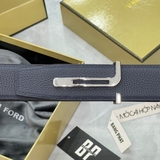 Dây Lưng Tomford Navy Khoá Bạc Da Thật