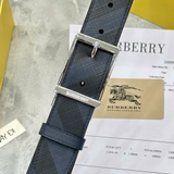 Dây Lưng Burberry Kẻ Xanh Blue Da Thật