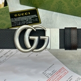 Dây Lưng Gucci Khoá GG 2 Mặt Dây Nâu Đen Da Thật
