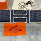 Dây Lưng Hermes Xanh Navy "Khoá Da" Da Thật