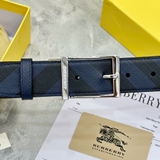 Dây Lưng Burberry Kẻ Xanh Blue Da Thật