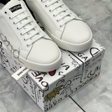 Giày Nam Dolce & Gabbana Portofino 'White Black' Đế Chữ