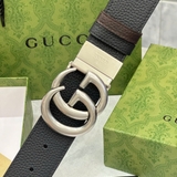 Dây Lưng Gucci Khoá GG 2 Mặt Dây Nâu Đen Da Thật
