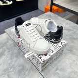Giày Nam Dolce & Gabbana Portofino 'White Black' Đế Chữ