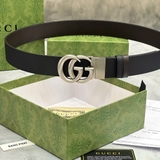 Dây Lưng Gucci Khoá GG 2 Mặt Dây Nâu Đen Da Thật