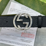 Dây Lưng Gucci Dây Vân Khoá Tròn Da Thật