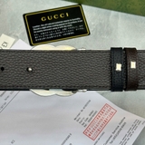 Dây Lưng Gucci Khoá GG 2 Mặt Dây Nâu Đen Da Thật