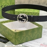 Dây Lưng Gucci Dây Vân Khoá Tròn Da Thật