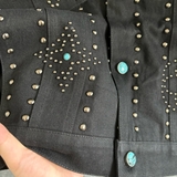 Áo Khoác LV Denim Black Đính Đá
