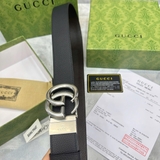 Dây Lưng Gucci Khoá GG 2 Mặt Dây Nâu Đen Da Thật