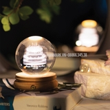 Pha Lê Đế Đèn - Khắc Hình 2D, 3D - Kích Thước Hình Cầu 6 cm - Mã Q06