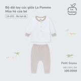 (NB-3M) LP - Bộ dài tay cúc giữa La Pomme Mùa hè của bé - Be