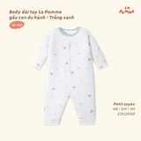 (NB-3M) LP - Body dài tay La Pomme gấu con du hành - Trắng Xanh
