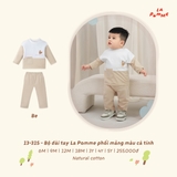 (6M-4Y) LP - Bộ dài tay La Pomme phối mảng màu cá tính - Be