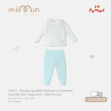 (6M-2Y) LP - Bộ dài tay Mềm Mịn by La Pomme họa tiết đón mùa xinh - Xanh mint