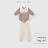 (0M-9M) NOUS - Bộ bodysuit dài tay màu be nâu dáng bí thêu họa tiết - SS26.T9A