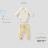 (0M-9M) NOUS - Bộ bodysuit dài áo be phối quần vàng họa tiết - SS26.T9A
