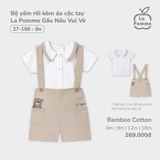 (6M-18M) LP - Bộ yếm rời kèm áo cộc tay La Pomme Gấu Nâu Vui Vẻ - Be
