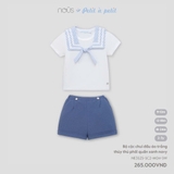 (9M-2Y) NOUS - Bộ cộc chui đầu áo trắng thủy thủ phối quần xanh navy - 12-18M