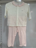 (0M-9M) NOUS - Bộ dài tay trắng phối hồng in họa tiết 9M - SS26.T7A