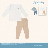(6M-4Y) BU - Bộ dài tay cài vai, ly giữa Bambus BBB110109 - Trắng