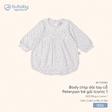 (1M-9M) BU - Body chip dài tay cổ Peterpan bé gái Iconic 1 BCT2103BG - Trắng in Iconic 1