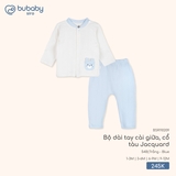 (1M-9M) BU - Bộ dài tay cài giữa, cổ tàu Jacquard BSR110209 - Trắng