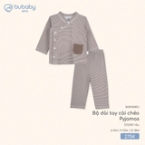 (6M-12M) BU - Bộ dài tay cài chéo Pyjamas BSR1108PJ BSR1108PJ - Kẻ nâu