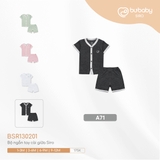 (1M-9M) BU - Bộ ngắn tay cài giữa Siro BSR130201 - Ghi đậm