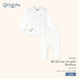 (1M-9M) BU - Bộ dài tay cài giữa Bambus - Trắng