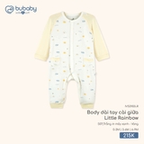 (0M-6M) BU - Body dài tay cài giữa Little Rainbow - Trắng in mây xanh + Vàng
