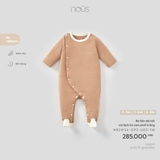 (0M-9M) NOUS - Bộ liền dài tất cài lệch kẻ cam phối trắng - 6-9M