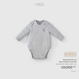 (0M-9M) NOUS - Bodysuit dài tay vai chờm màu xám in họa tiết - 9-12M