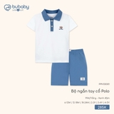(6M-4Y) BU - Bộ ngắn tay cổ Polo - Trắng + Xanh đậm