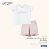 (6M-4Y) BU - Bộ ngắn tay cổ tròn logo Bu Baby - SBC130428